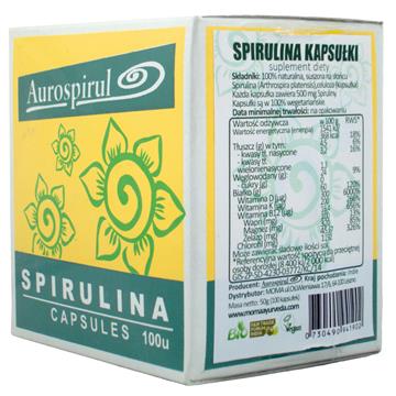 Aurospirul Spirulina 100 Kap. Oczyszcza Odkwasza-3570