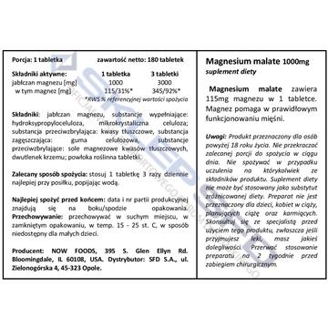 Now Foods Magnesium Malate 1000 mg 180 tab-8946