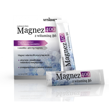 Vitadiet Magnez 400 z witaminą B6 14 saszetek-9358
