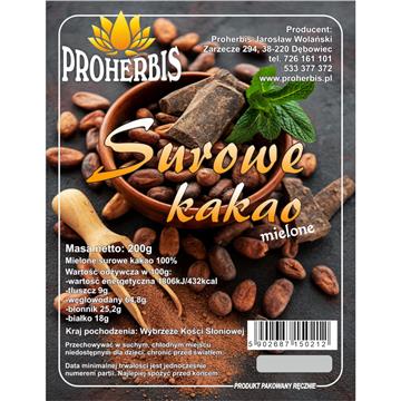 Proherbis Surowe kakao mielone 200 g-20310