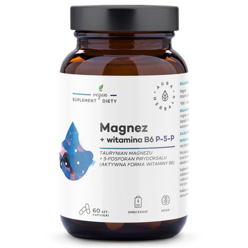 Aura Herbals Magnez + witamina  B6 P-5-P  60 szt-20570