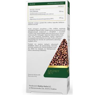 Medica Herbs Pestki Winogron vitis vinifera 60 k-18624