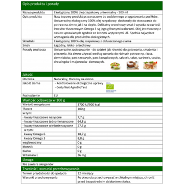 Olandia EKO Olej Z Zarodków Rzepaku  500ml-7690