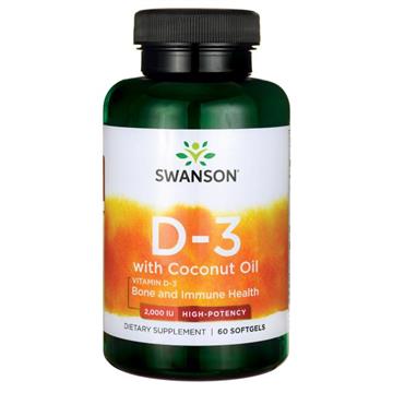 Swanson Witamina D3 2000 IU Z Olejem Kokosowym 60 -7744