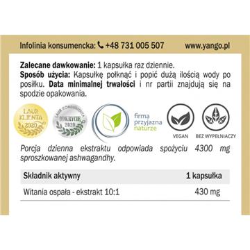 Yango Ashwagandha 90 K 430 Mg dodaje energii-14501