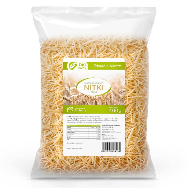 BIO invex Makaron orkiszowy nitki 400 g-24233