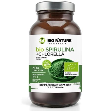 Big Nature SPIRULINA + CHLORELLA BIO 150g 300 t.-24670