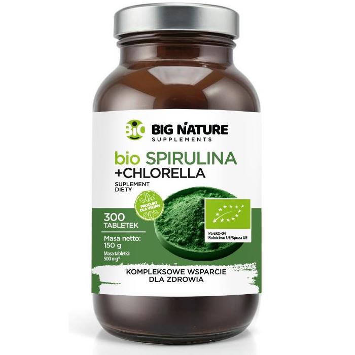 Big Nature SPIRULINA + CHLORELLA BIO 150g 300 t.-24670