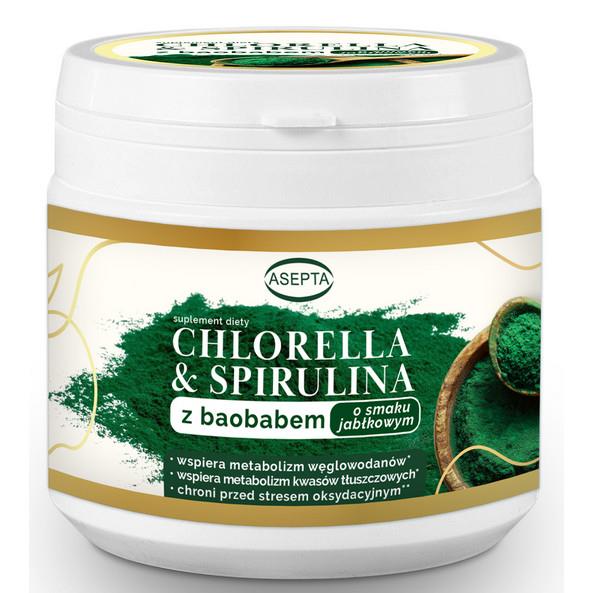 Asepta Chlorella & Spirulina z baobabem 150 g-25151